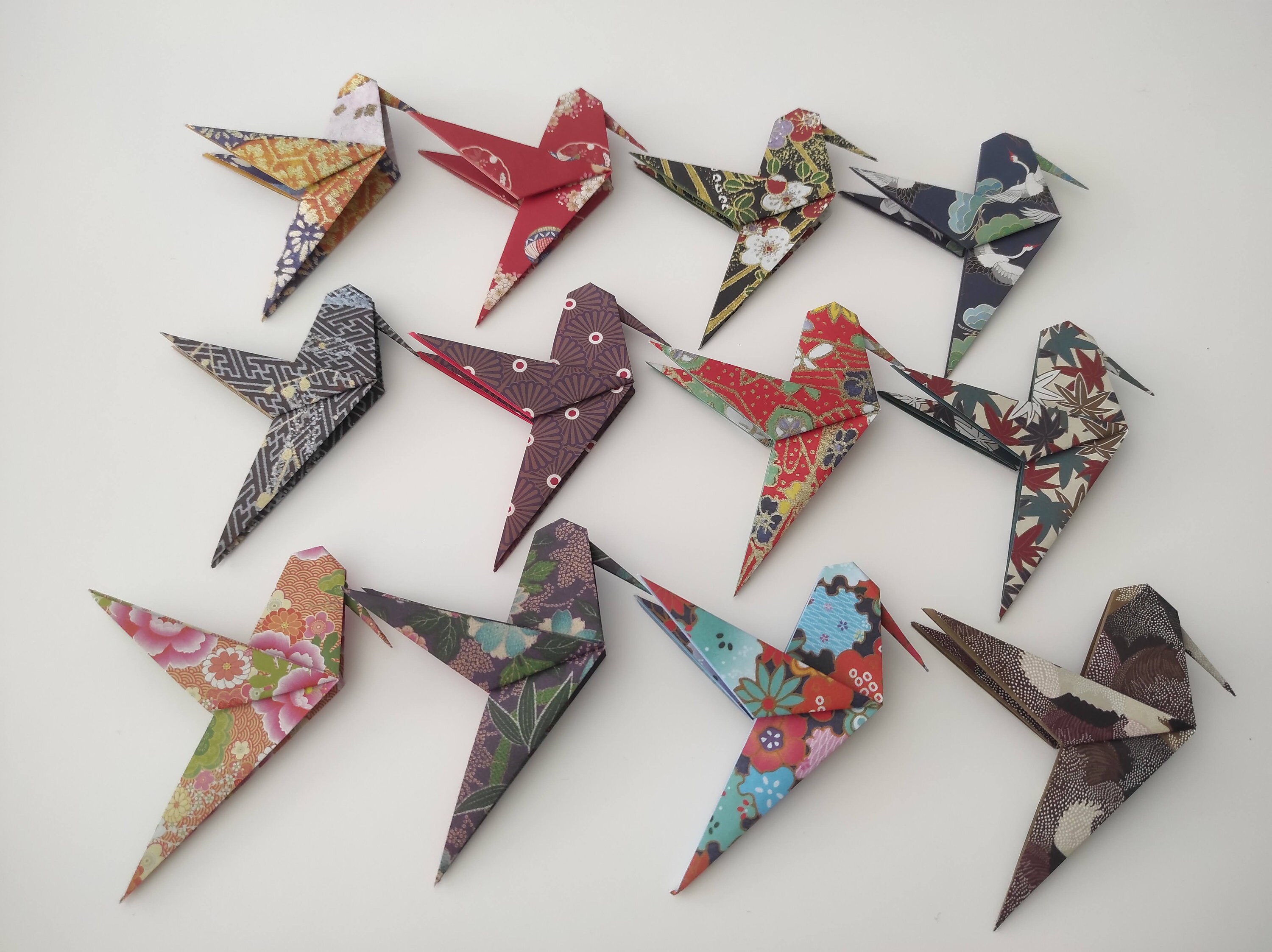 12 Colibris Origami Motifs Washi Japonais