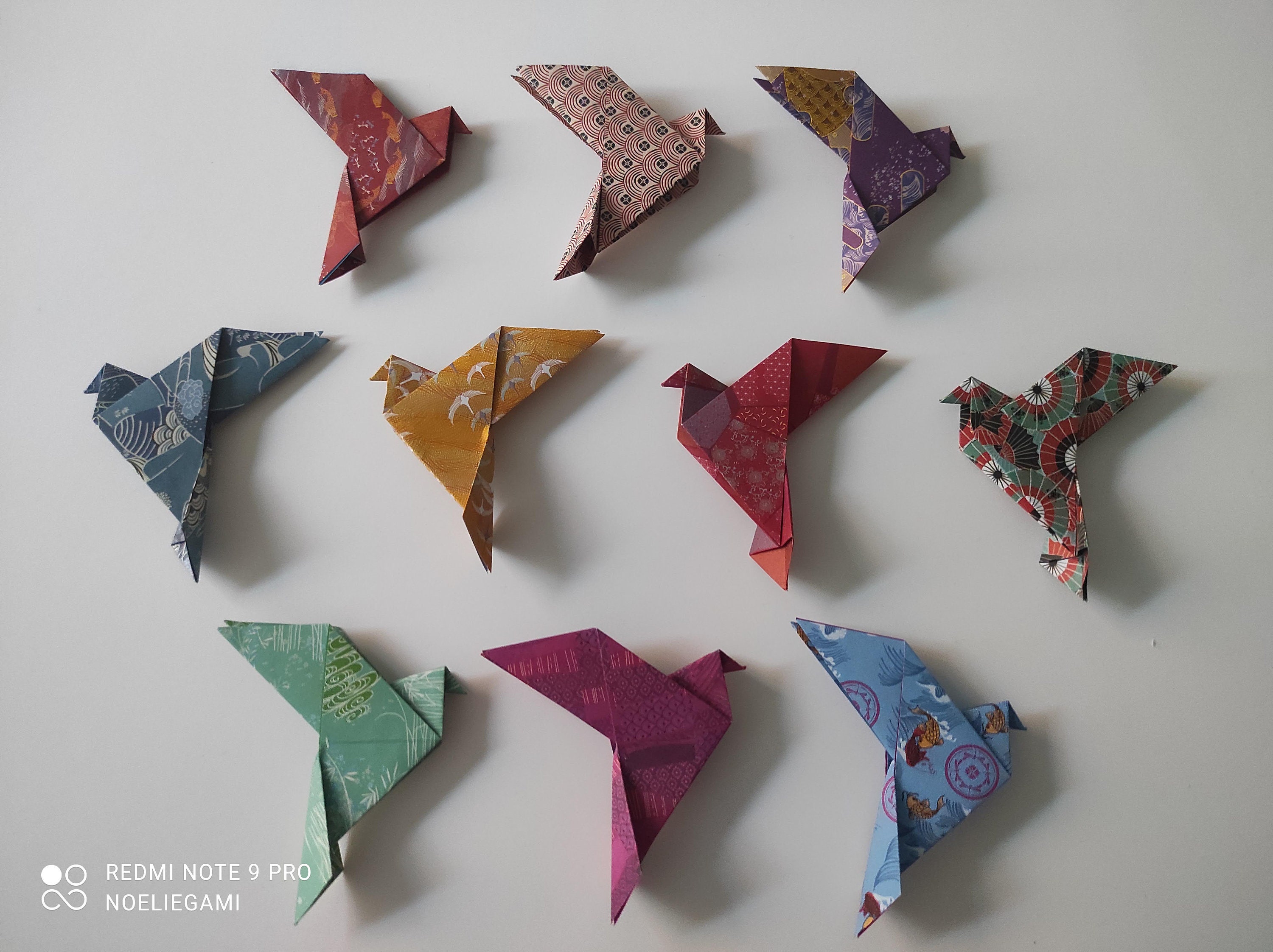 10 Colombes Origami Motifs Japonais