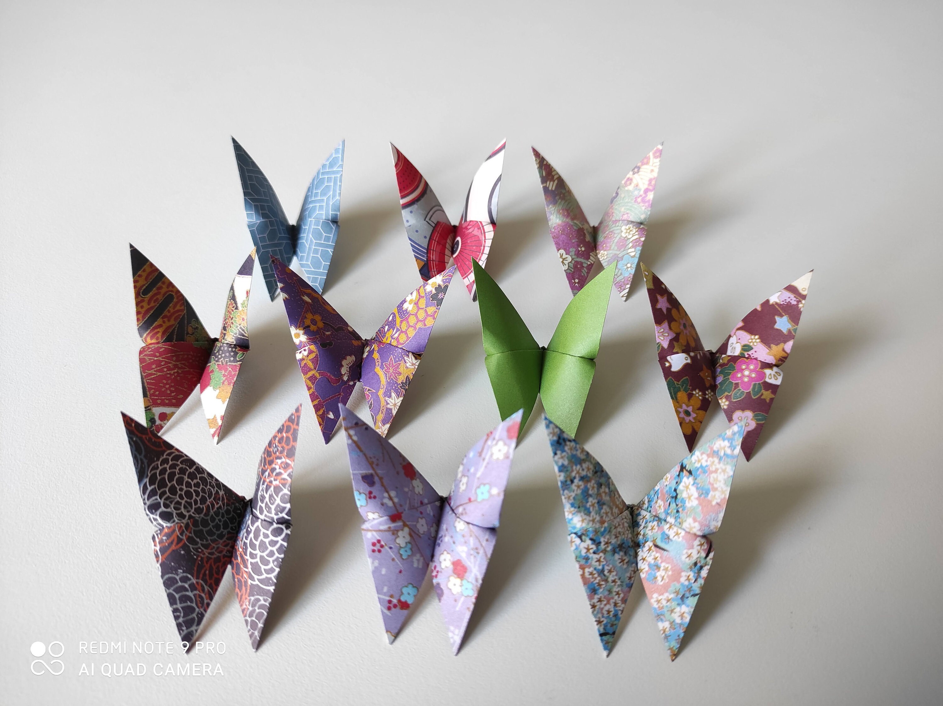 10 Mini Origami Papillons Motifs Japonais Fleuris