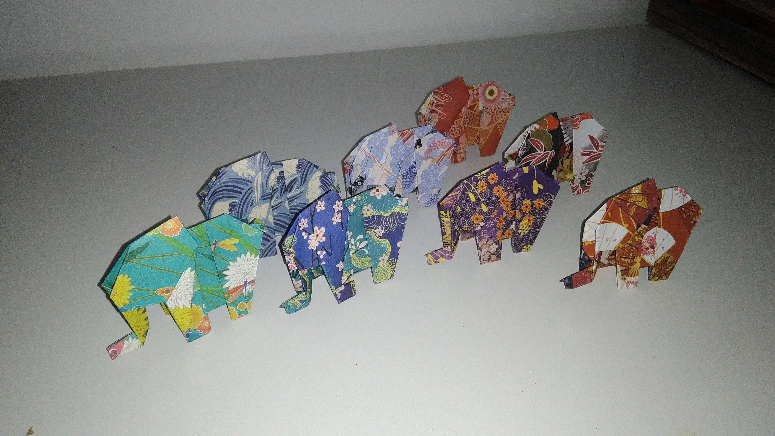 10 Elephants Origami Motifs Japonais Variés