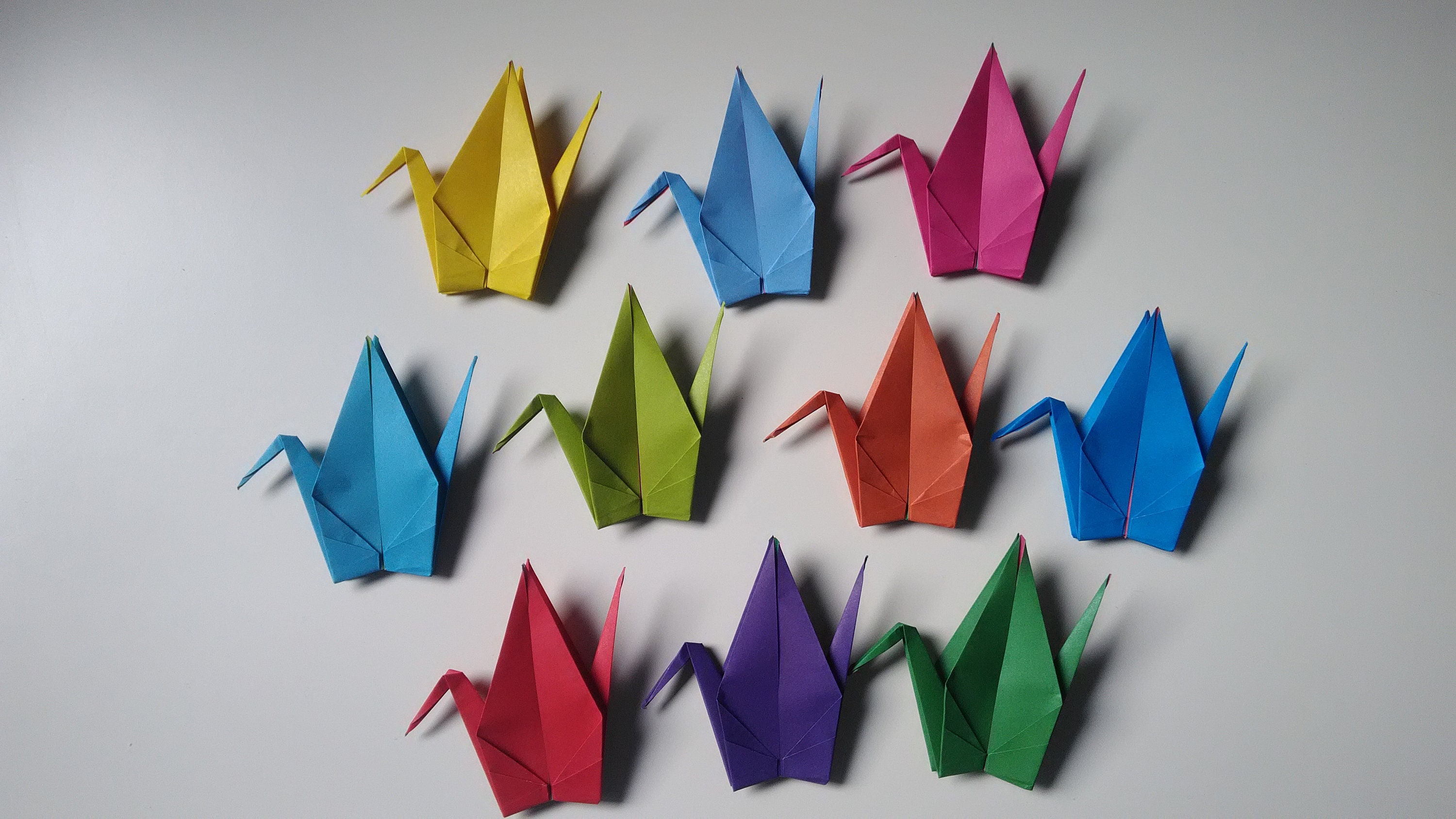 10 Origami Grues Couleurs Unis