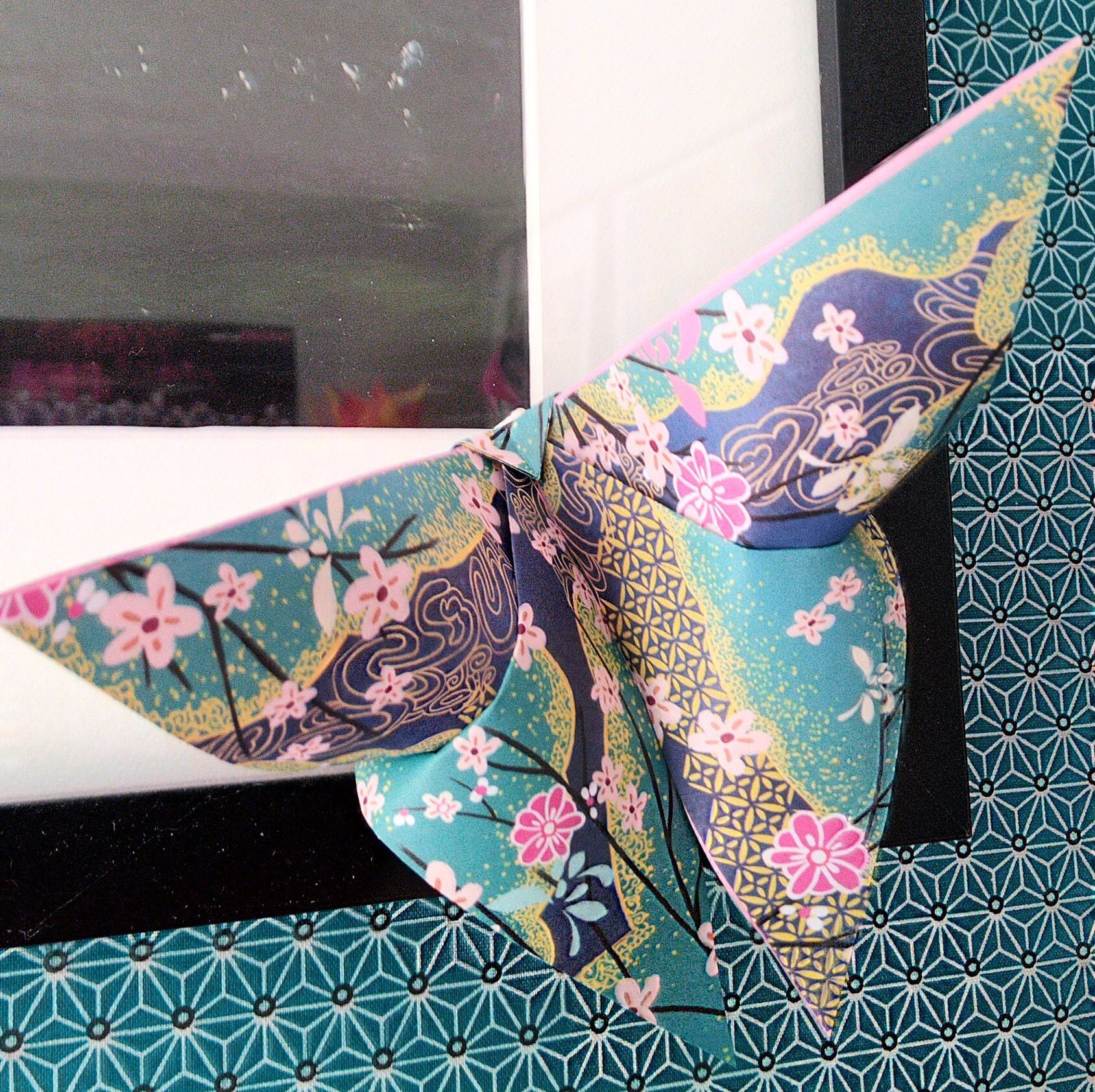 Origami Grand Papillon Motif Japonais 15x10cm