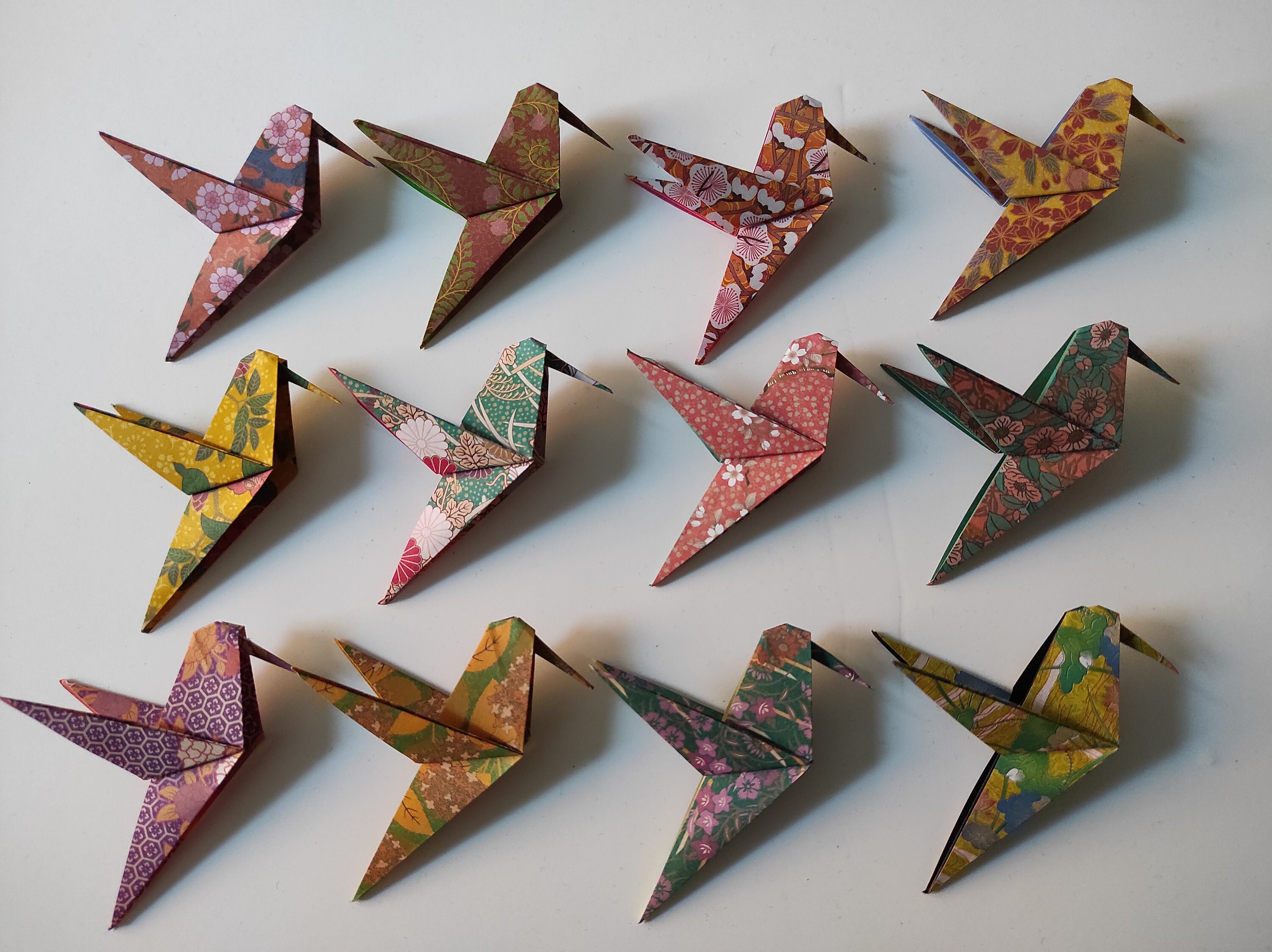 12 Colibris Origami Motifs Washi Japonais