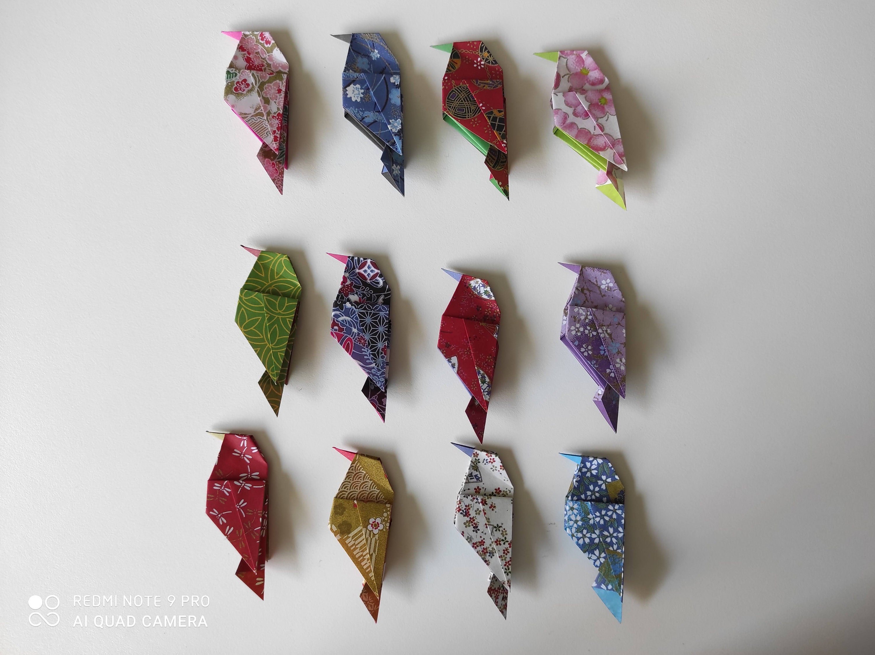 12 Moineaux Origami Motifs Chiyogami Japonais