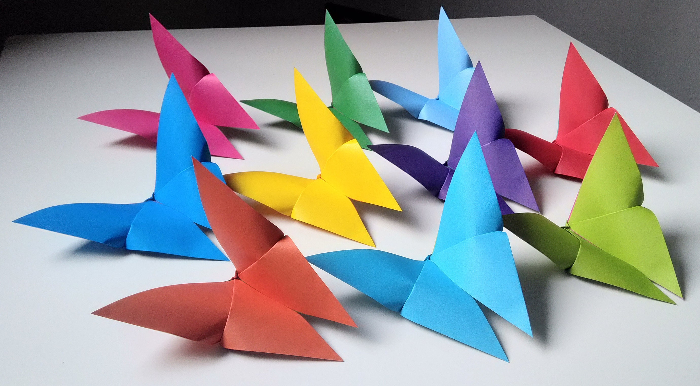10 Origami Papillon Couleurs Unis