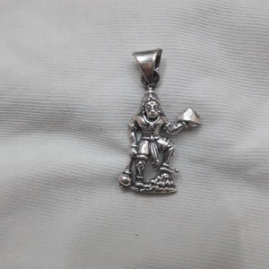 Handmade 92.5 Sterling Silver Hindu God Veer hanuman Pendant Tribal Pendant Indian God Charm Boho  Pendant Pendant vintage style.