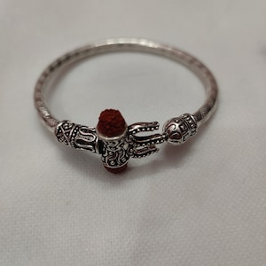 High grade Handmade Sterling Silver Bracelet The Great Hindu God Shiva Pendan Om Namah Shivaya kada  Rudraksh Bracelet.