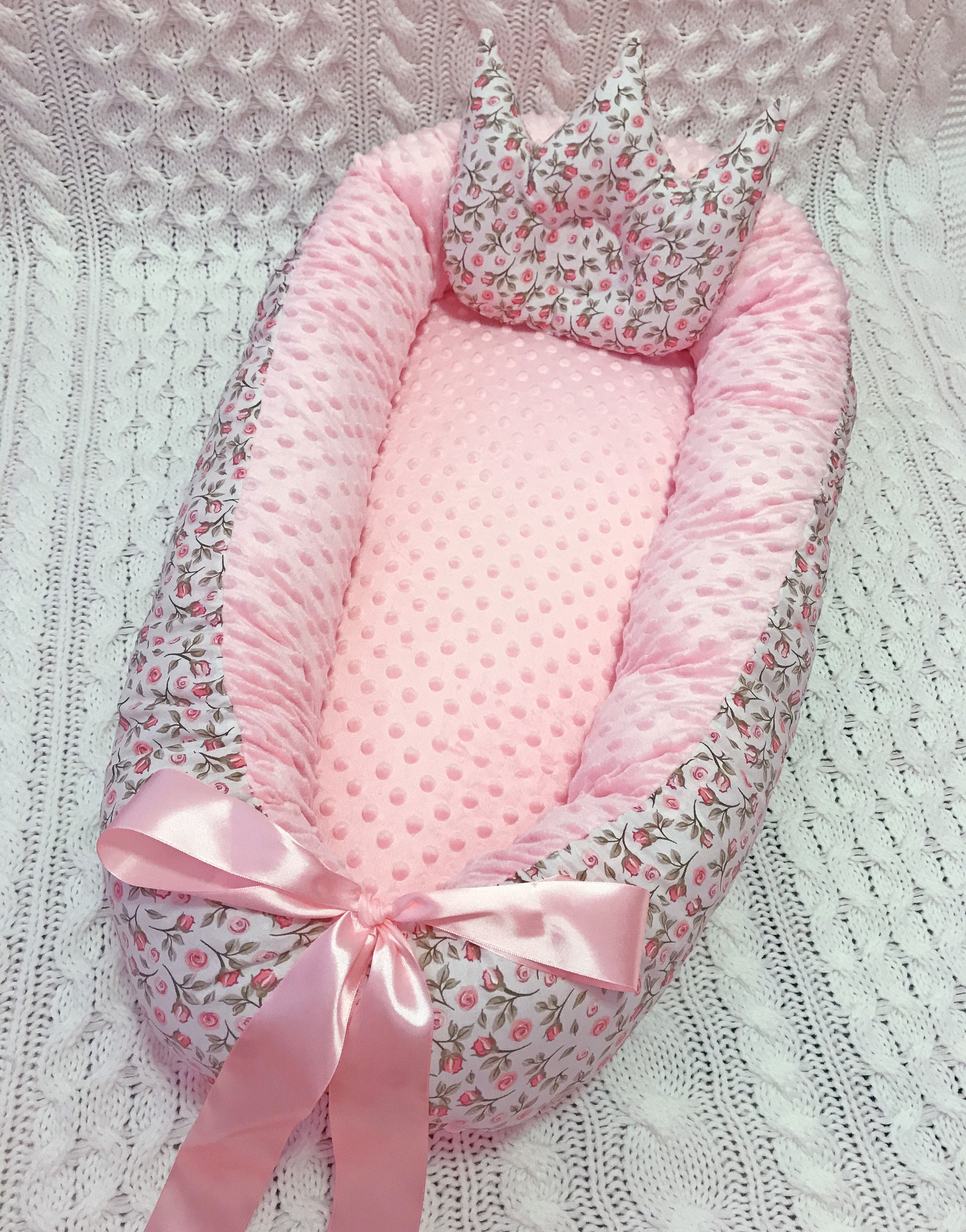 Minky Flover double-sided baby nest for newborn babynest | Etsy