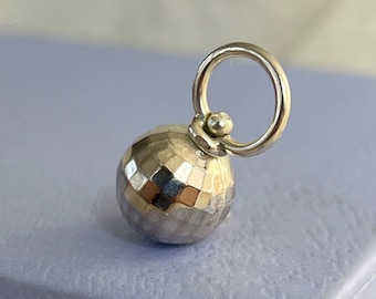Spinning Silver Disco Ball Charm, Silver Globe Pendant, Handmade Jewelry, Party Accessory, Necklace, Bracelet, Anklet