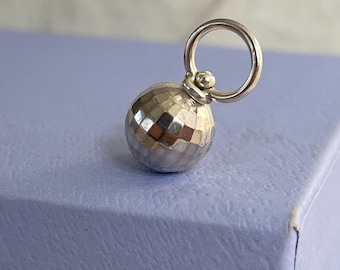 Spinning Sterling Silver Disco Ball Charm: Handmade Party Pendant