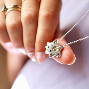 Puffy Star Charm with Rainbow Stones, Vintage Puffy Star Charm, Solid Silver Puffy Star Pendant, Twinkle Star, Star Charm, Minimalist Jewel