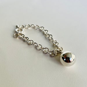 Silver Globe Bracelet, Chunky Silver Bracelet with Ball Charm,Handmade Sterling Silver Ball, Minimalist Jewelry, Statement Silver Bracelet