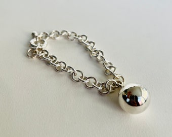 Handmade Sterling Silver Globe Bracelet: Minimalist Ball Charm
