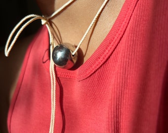 Chunky Silver Globe Necklace, Handmade Big Sterling Silver Ball, Big Ball Necklace, Statement Silver Sphere Necklace, Choker, Long Necklace