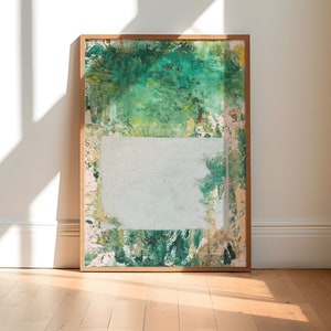 Peinture abstraite de la nature sur la forêt, chambre à coucher moderne et originale, art inspiré de la nature, art mural vert tendance, art vert émeraude, peinture cadeau 30 x 40 cm