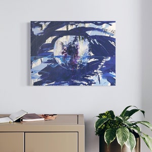 Blue Abstract Wall Art- Marine Blue Eye Painting - 60x80cm - Bright Blue Modern Art - Blue Minimalist Abstract Wall Art