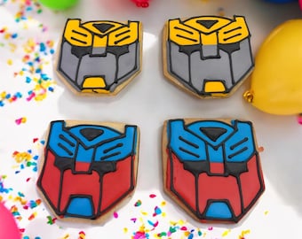 12 Transformers-Inspired Sugar Cookies/Bumble Bee/Optimus Prime/Autobots/party favors