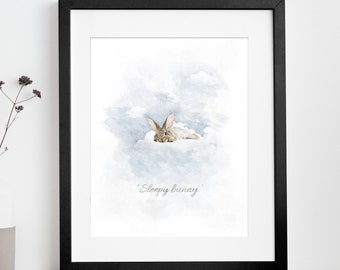 Bunny printable wall art |  Bunny Download | Nursery decor | Bunny Gift | Whimsical Animal Print | Nursery art Download | cute art  | 5 star
