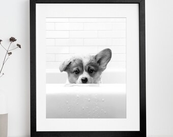 Puppy printable wall art | Instant Download | Puppy Printable | Dog Lover Gift | Bathroom Wall Art | Dog Portrait | Kids Room Decor