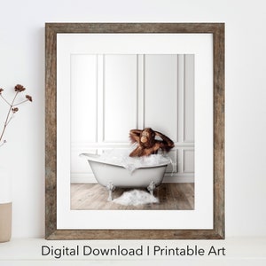 Cute Orangutan in Tub Printable Wall Art | Orangutan Photo | Orangutan Art | Bathroom Art Print | Digital Download