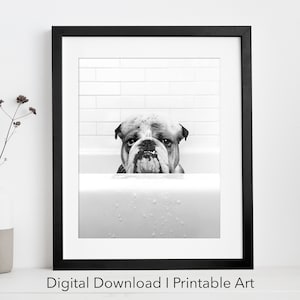 English bulldog printable wall Art | Instant Download | bulldog Printable | Dog Lover Gift | Bathroom Wall Art | Dog Portrait