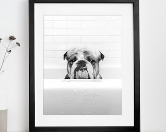 English bulldog printable wall Art | Instant Download | bulldog Printable | Dog Lover Gift | Bathroom Wall Art | Dog Portrait
