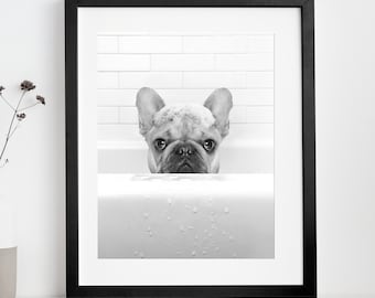 Rehkitz Französische Bulldogge druckbare Wandkunst | Sofortiger Download | frenchie printable | Hundeliebhaber Geschenk | Badezimmer Wandkunst | Hundeportrait