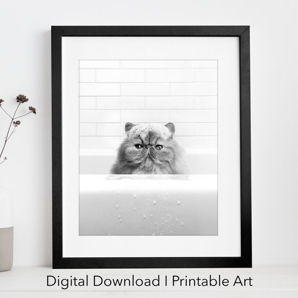 Grumpy Cat Bubble Bath Printable Photo | Digital Download | bathroom print