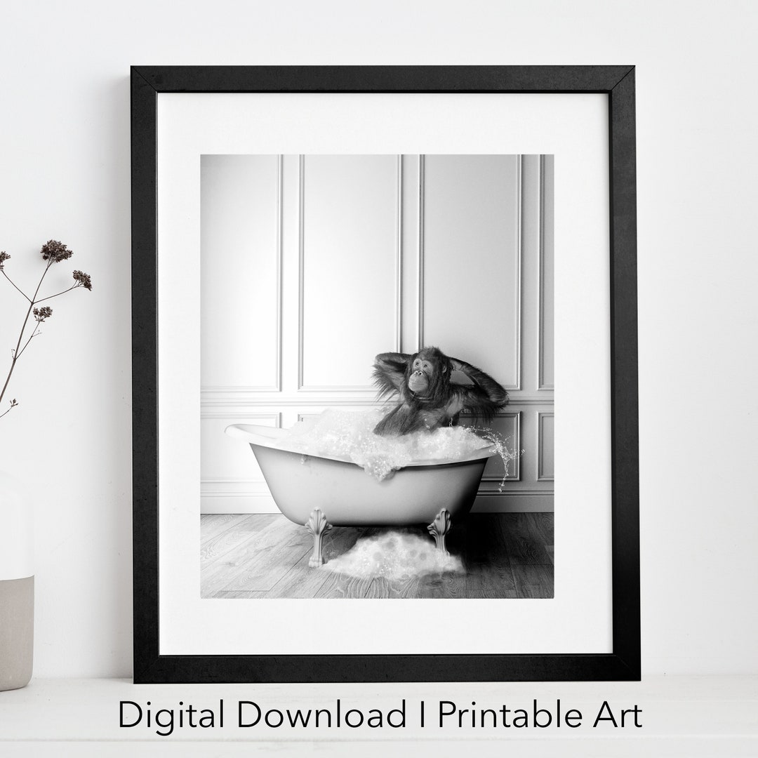 Cute Orangutan in Tub Printable Wall Art Orangutan Photo - Etsy UK