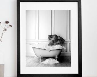 Cute Orangutan in Tub Printable Wall Art | Orangutan Photo | Orangutan Art | Bathroom Art Print | Digital Download