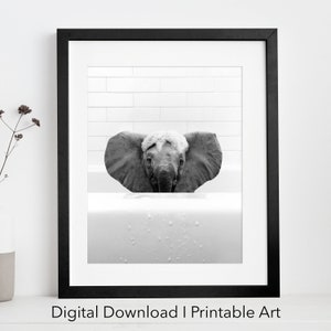 Elephant printable art | Instant Download | elephant  Printable | Animal Lover Gift | Bathroom Wall Art | Whimsical bathroom art