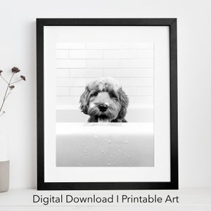 Golden doodle dog printable wall Art | Instant Download | labradoodle Printable | Dog Lover Gift | Bathroom Wall Art | Dog Portrait