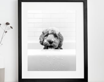 Golden doodle dog printable wall Art | Instant Download | labradoodle Printable | Dog Lover Gift | Bathroom Wall Art | Dog Portrait