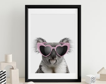Funny Koala Print | Instant Download | Koala Wall Art | Nursery decor | Koala Gift | Koala Bear  |  Animal Print | Animal in Sunglasses
