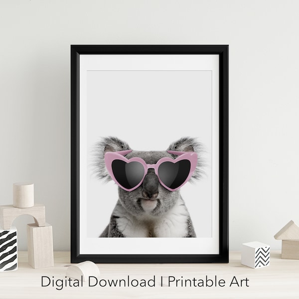 Grappige Koala Print | Instant download | Koala Wall Art | Kinderkamer inrichting | Koala Cadeau | Koala Beer |  Dierenprint | Dier in zonnebrillen