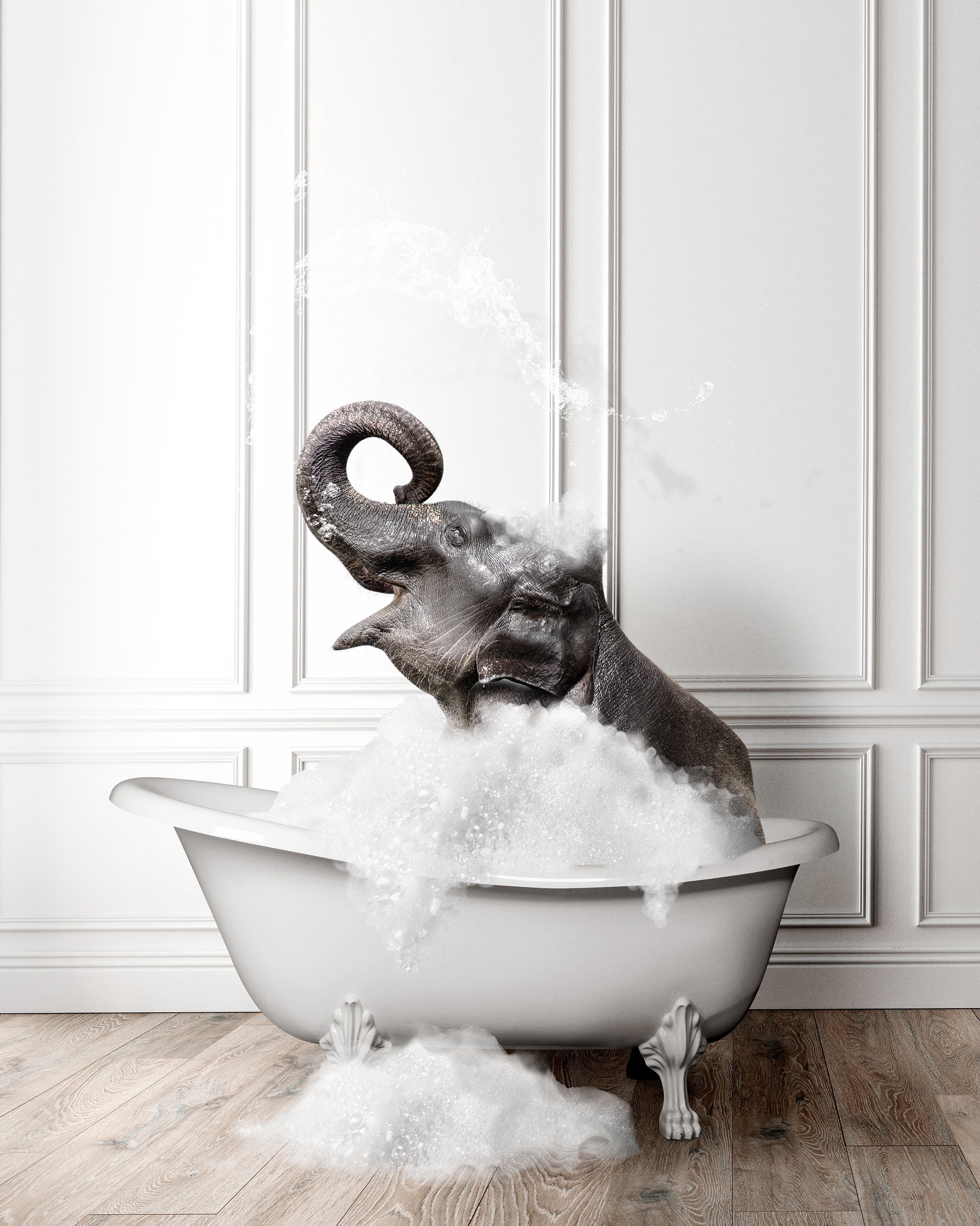 Adorable Elephant in Tub Printable Wall Art Elephant Photo - Etsy