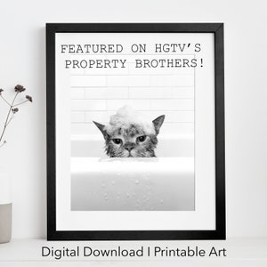 Cat printable wall Art | Instant Download | Cat Printable | Cat Lover Gift | Bathroom Wall Art | Cat Portrait | Bathroom prints | Seen on Tv