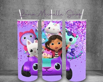 Gabbys Dollhouse, Gabbys Dollhouse Tumbler Wrap, Gabby PNG Image, Sublimation Image, Skinny Tumbler Wraps, Tumbler Wraps