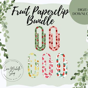 Paperclip Bookmark Fruit Pattern PNG|Fruit Digital Images| Bookmark Bundle| Fruit Bookmarks|Sublimation Images| Sublimation Prints|SummerPNG