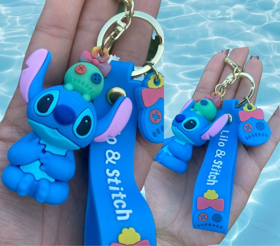 LunaMichelleShop Keychains, Gold Keychains, Stitch Keychain, Blue Keychain, Blue Alien Keychain