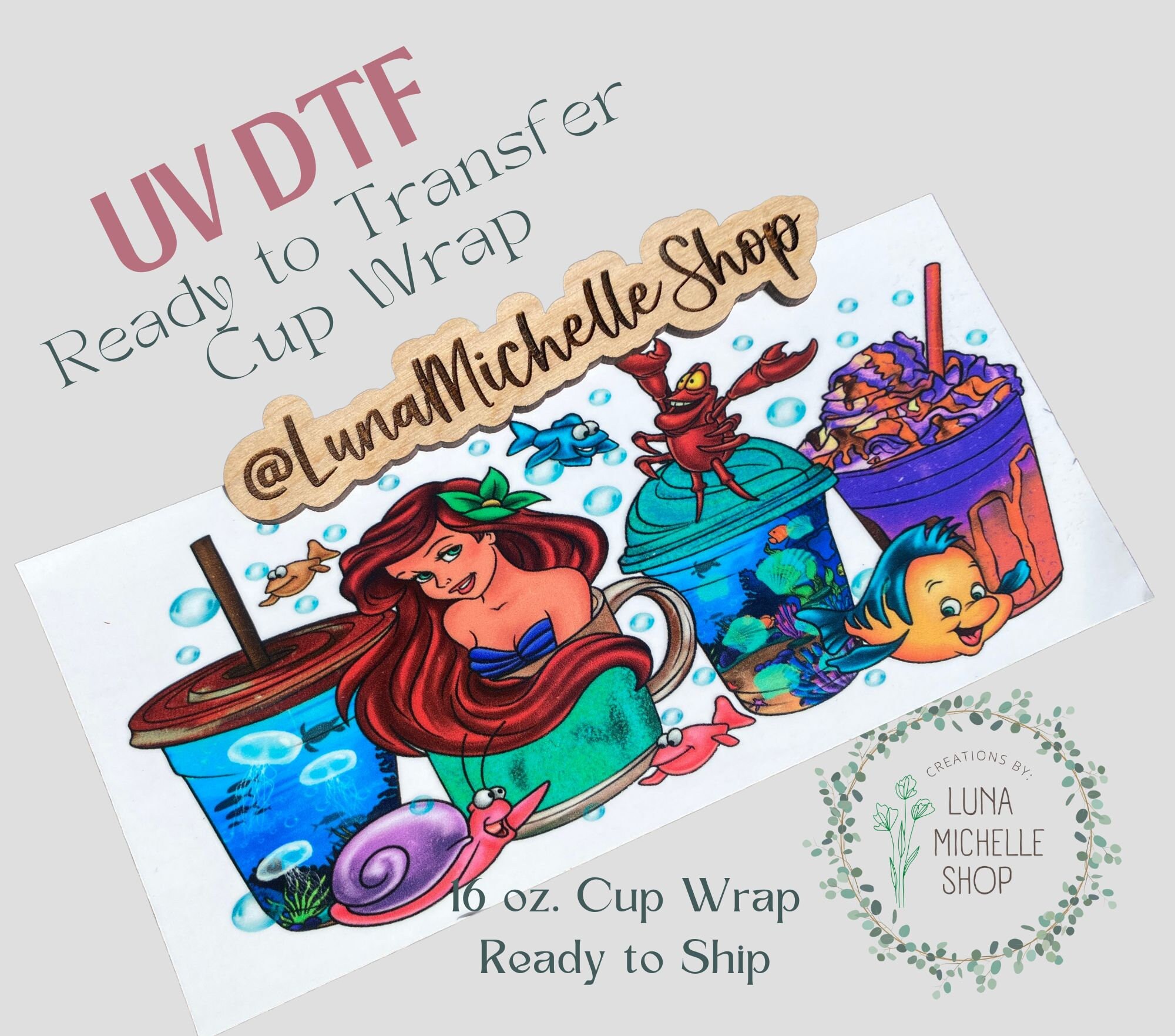 New 3D UV DTF Glass Coffee Cup Transfer Sticker - 1X Cup Wrap Included