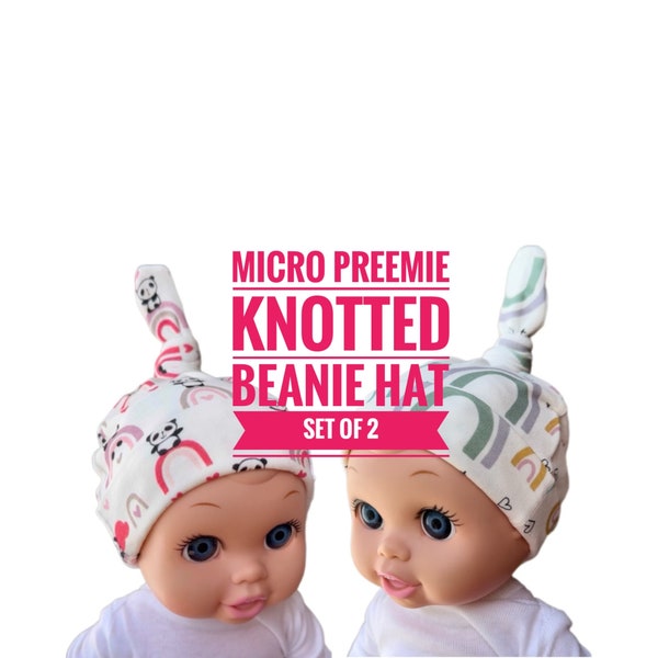 Micro preemie Knotted Beanie Hat, Set of 2, NICU Care Package, Grab a Bag Deal! NICU Baby Gift, Micro Preemie, NICU Warrior