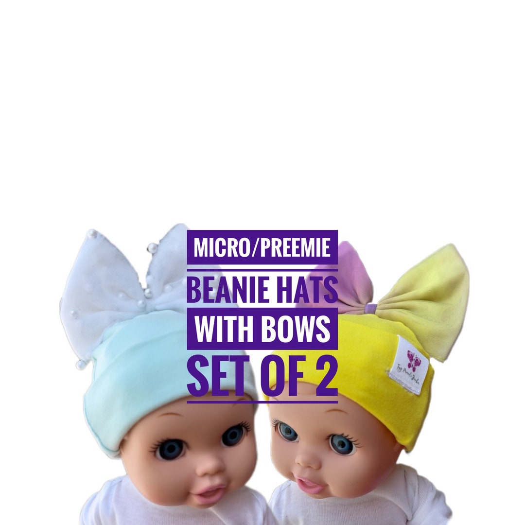 Preemie Beanie Hats, Set of 2, NICU Winter Hat, NICU Care Package, Grab