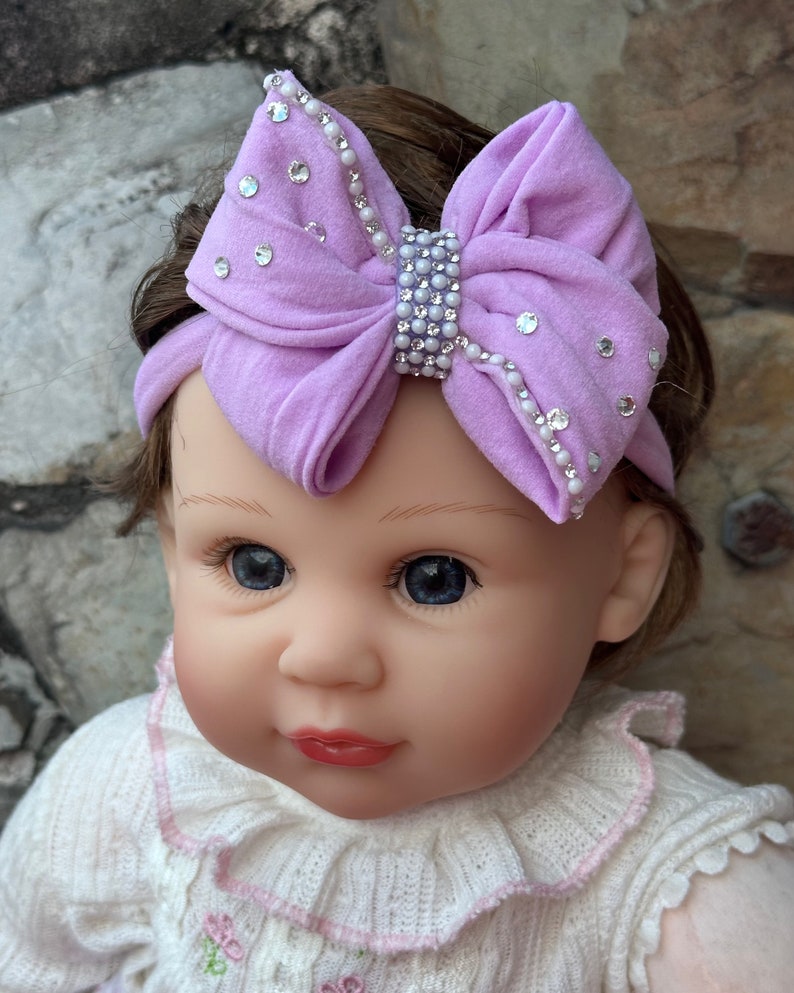 Newborn Nylon Rhinestone Bow Headband, Toddler Girl Hair Accessories