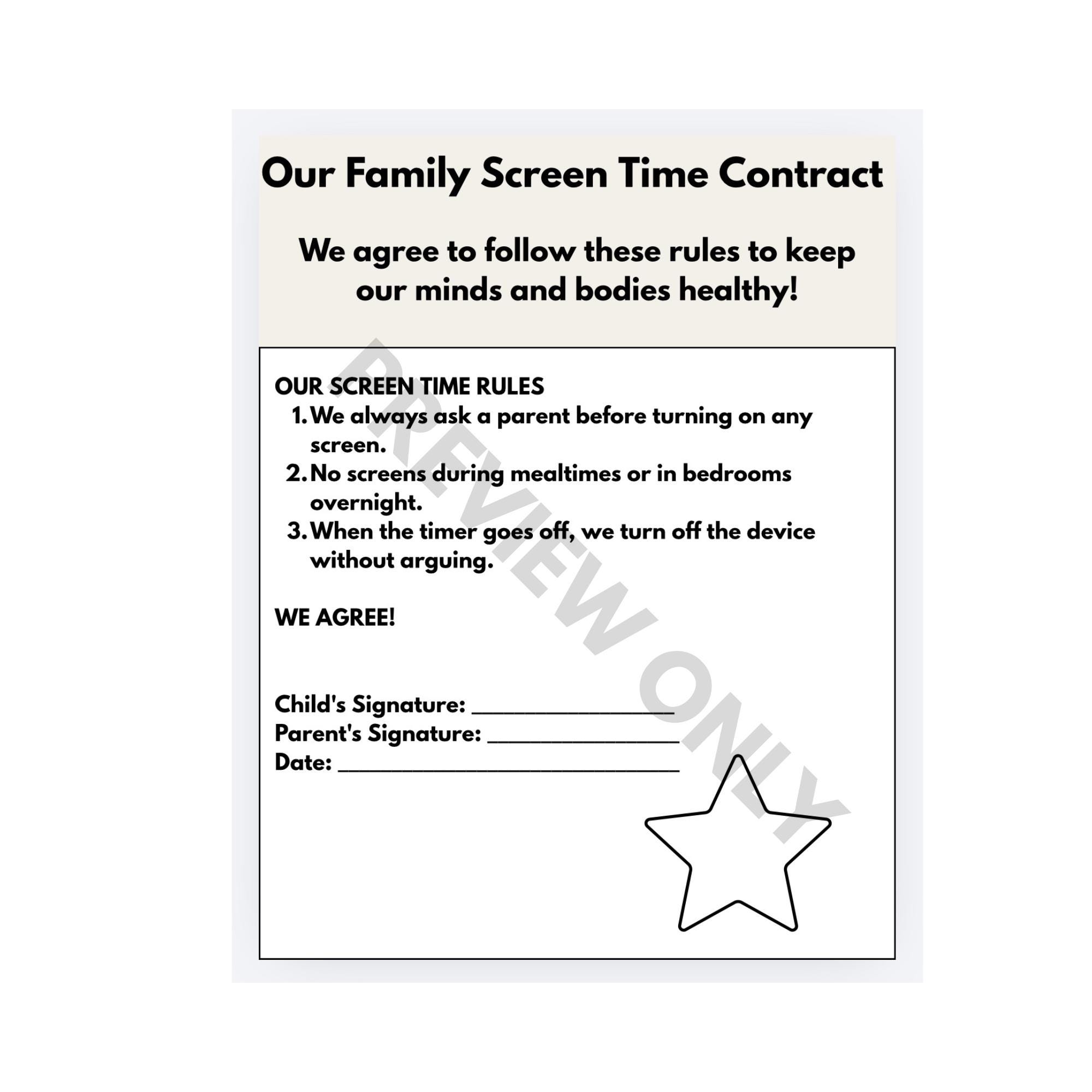 Summer Chore Chart for Kids, Screen Time Checklist, Printable Screen ...