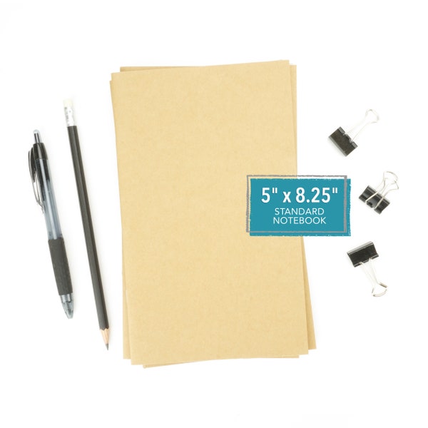 Kraft Notebook, 5" x 8.25", 36 Pages, Lined Notebook, Dot Grid Notebook, Blank Notebook, Great for Notes, Sketching, or Drawing