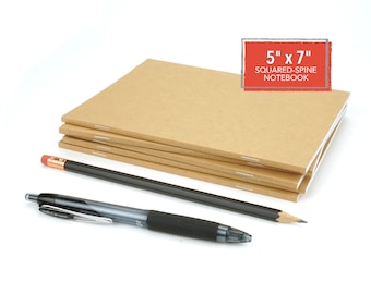 Notebook, 5" x 7", 60 Pages, B6, Squared-Stapled Spine, Lined, Dot Grid, or Blank