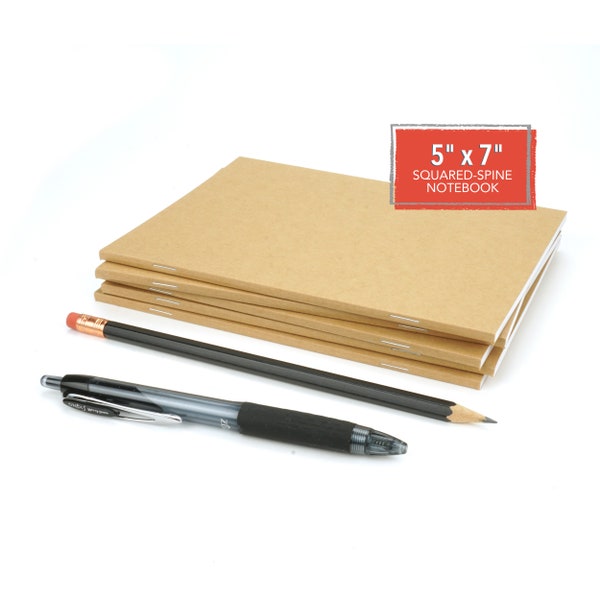 Notebook, 5" x 7", 60 Pages, B6, Squared-Stapled Spine, Lined, Dot Grid, or Blank