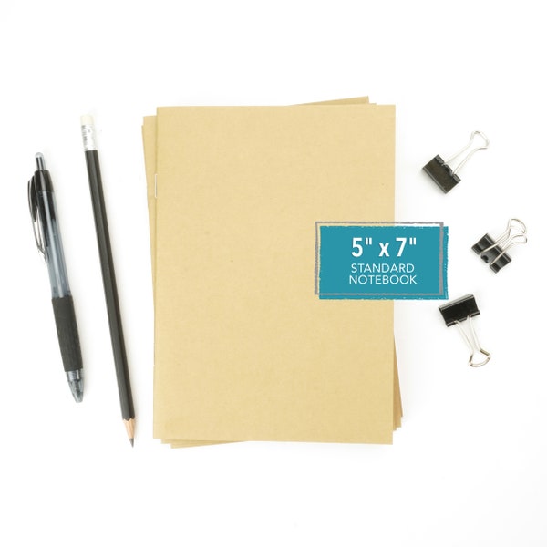 Kraft Notebook, 5" x 7", 36 Pages, Lined Notebook, Dot Grid Notebook, Blank Notebook, Great for Notes, Sketching, or Drawing