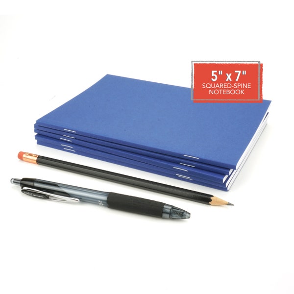 Navy Blue Notebook, 5" x 7", 60 Pages, B6, Squared-Stapled Spine, Lined, Dot Grid, or Blank